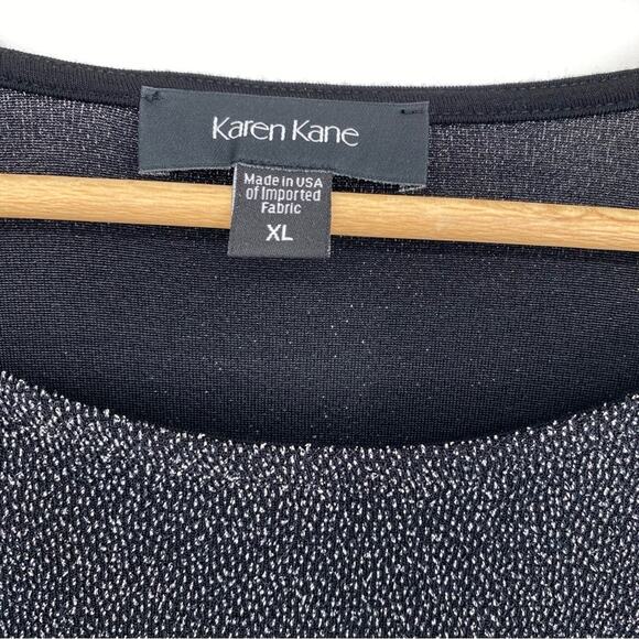 Karen Kane Top Asymmetrical Hem Silver Metallic Black Holiday Date Night XL - Picture 5 of 9